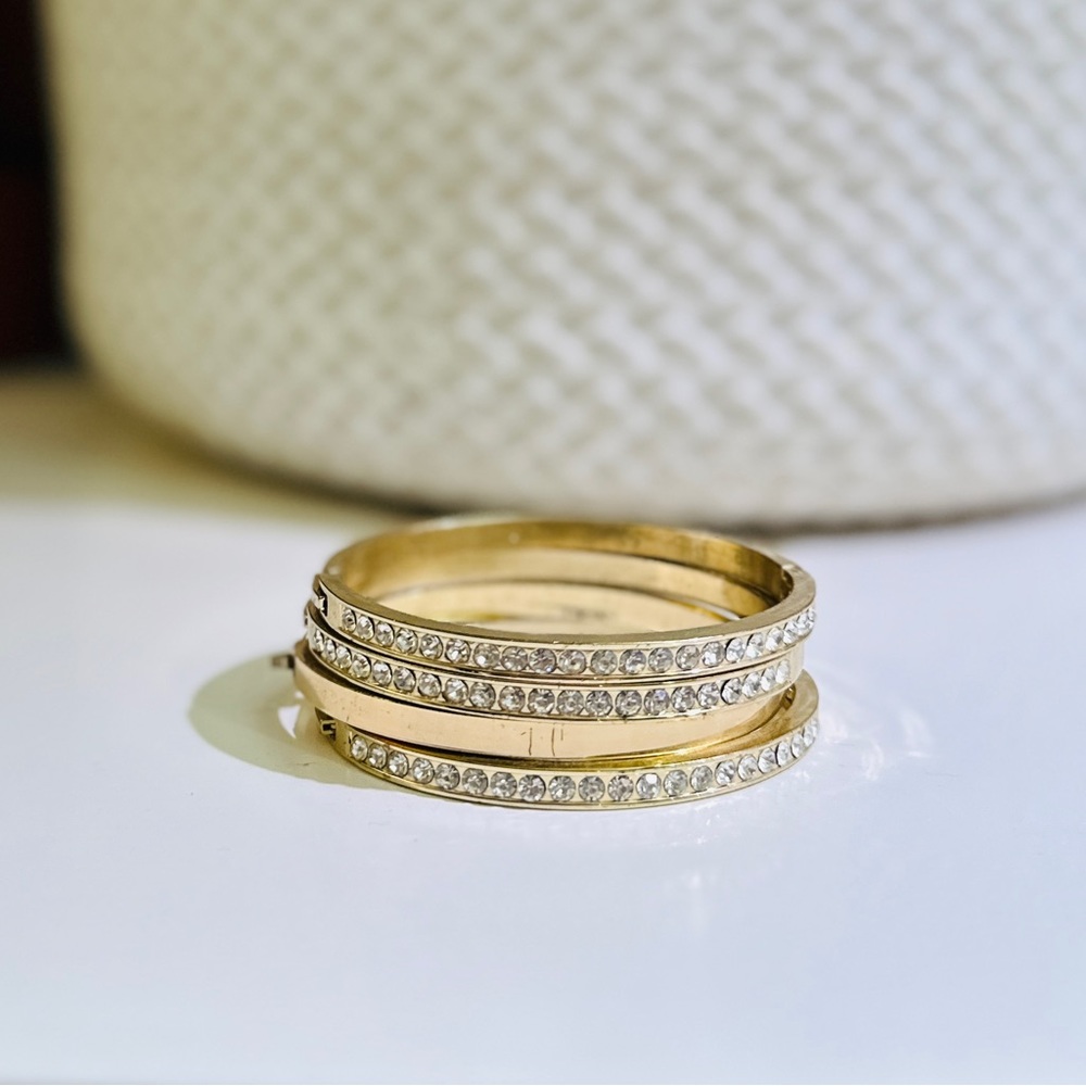 Adrienne Vittadini Stacking Gold Rhinestone Bracelets